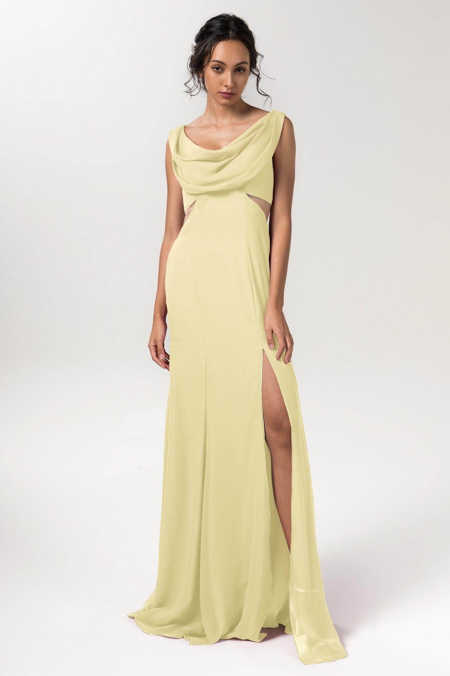 Sheath-Column Floor Length Chiffon Bridesmaid Dress CB0558