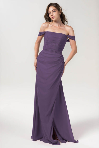 Sheath-Column Floor Length Chiffon Bridesmaid Dress Formal Dresses CB0561