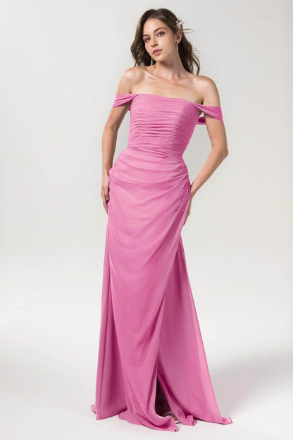 Sheath-Column Floor Length Chiffon Bridesmaid Dress Formal Dresses CB0561