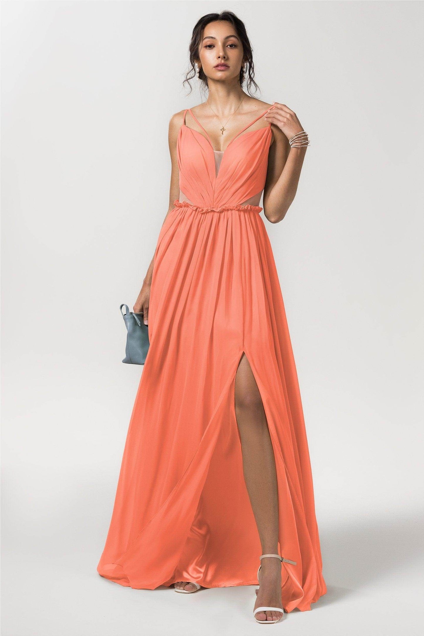 A-Line Floor Length Chiffon Bridesmaid Dress Formal Dresses CB0564