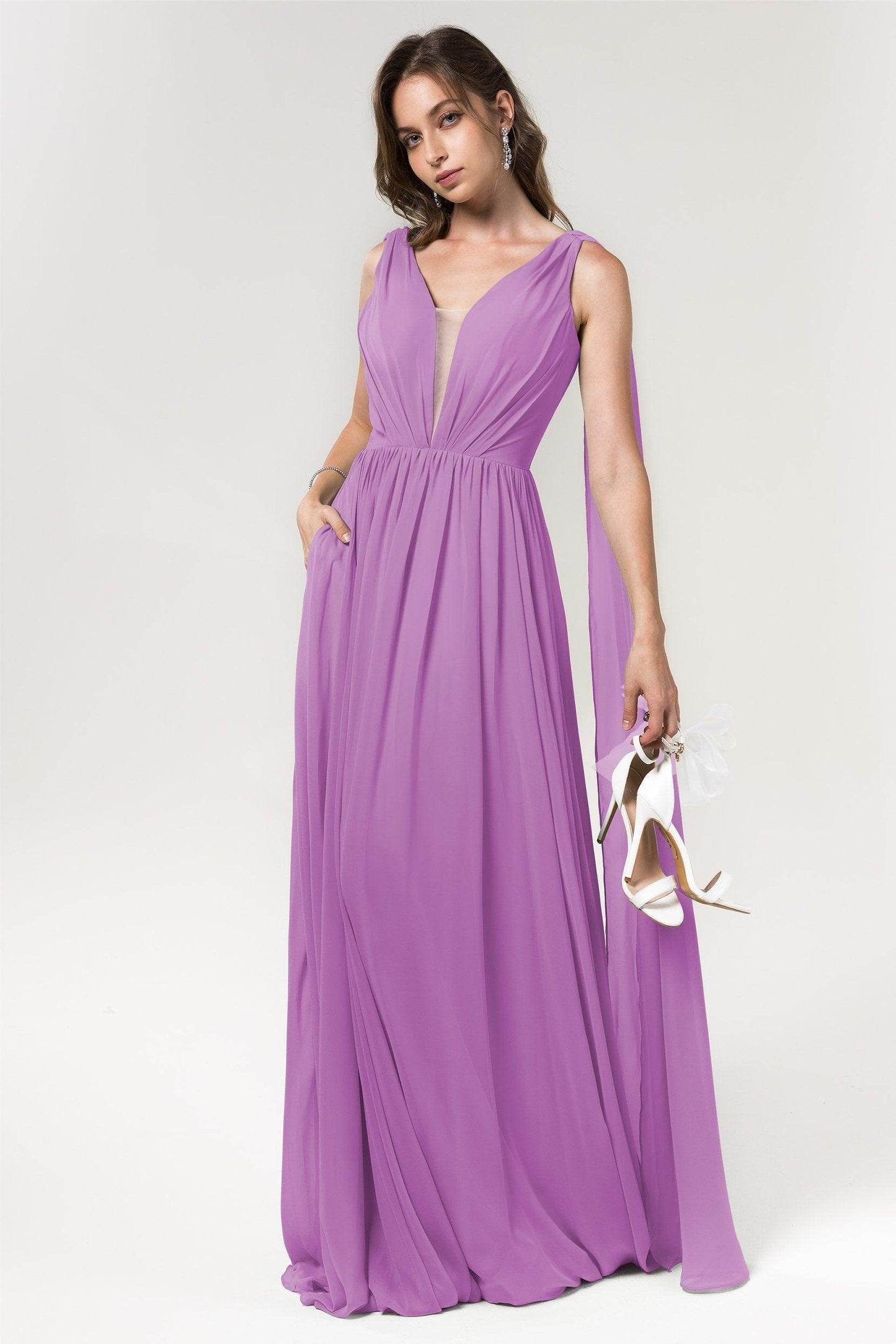 A-Line Floor Length Chiffon Bridesmaid Dress Formal Dresses CB0565