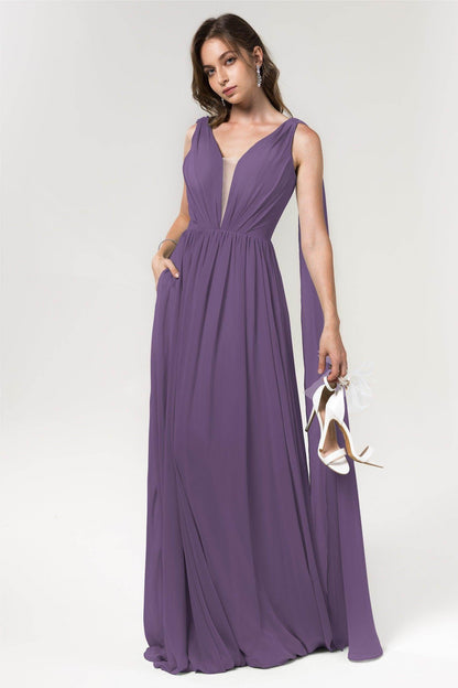 A-Line Floor Length Chiffon Bridesmaid Dress Formal Dresses CB0565