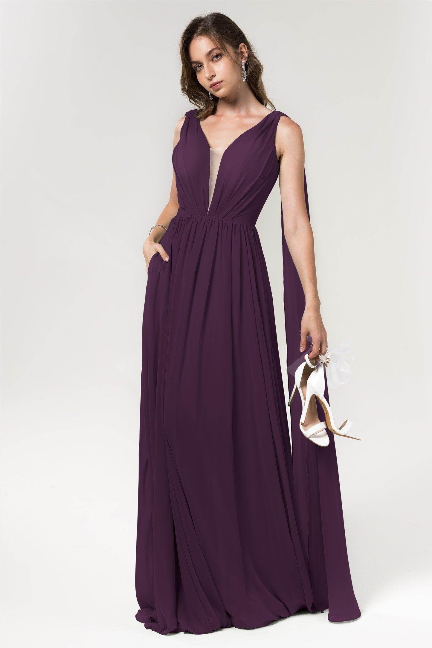 A-Line Floor Length Chiffon Bridesmaid Dress Formal Dresses CB0565