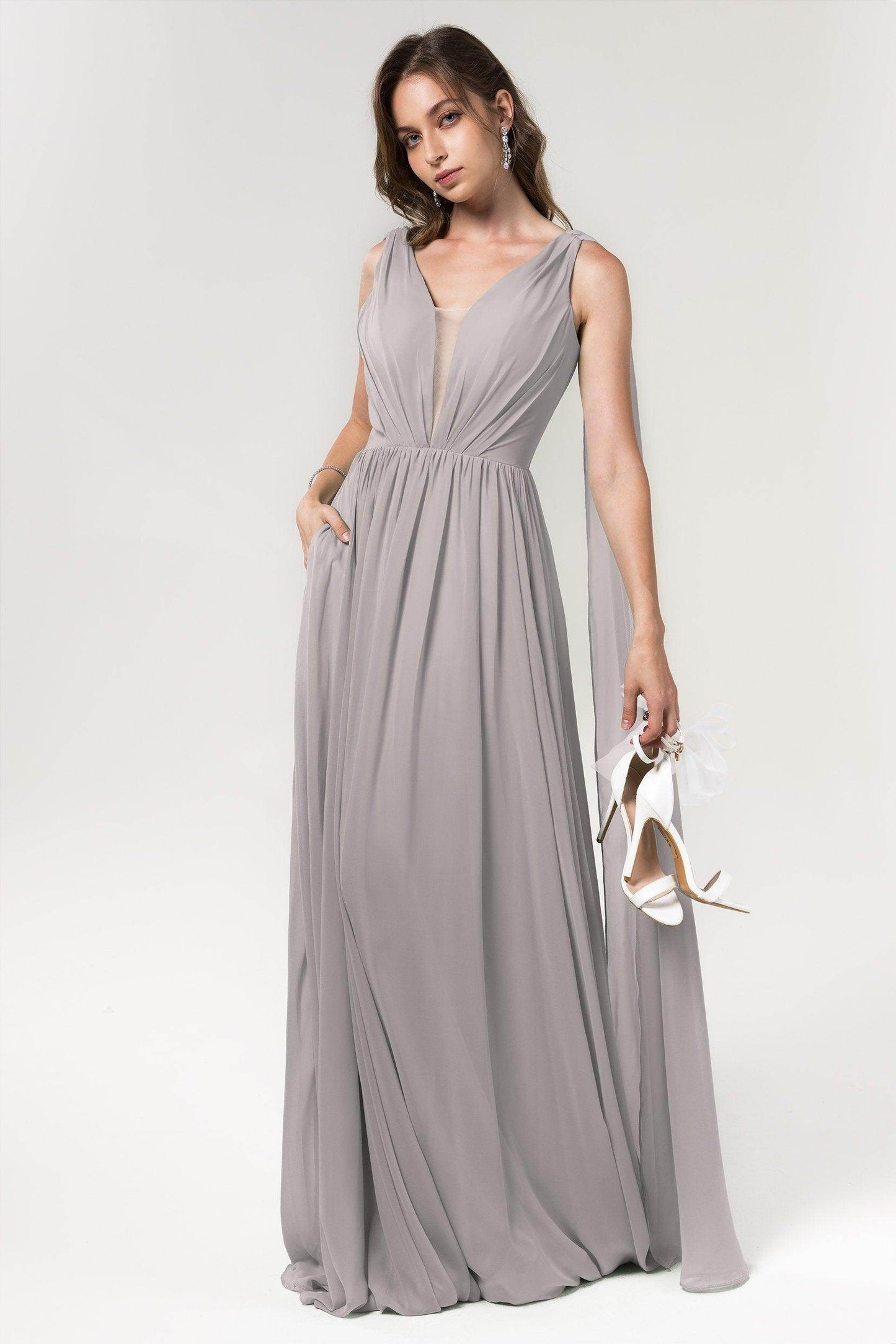 A-Line Floor Length Chiffon Bridesmaid Dress Formal Dresses CB0565