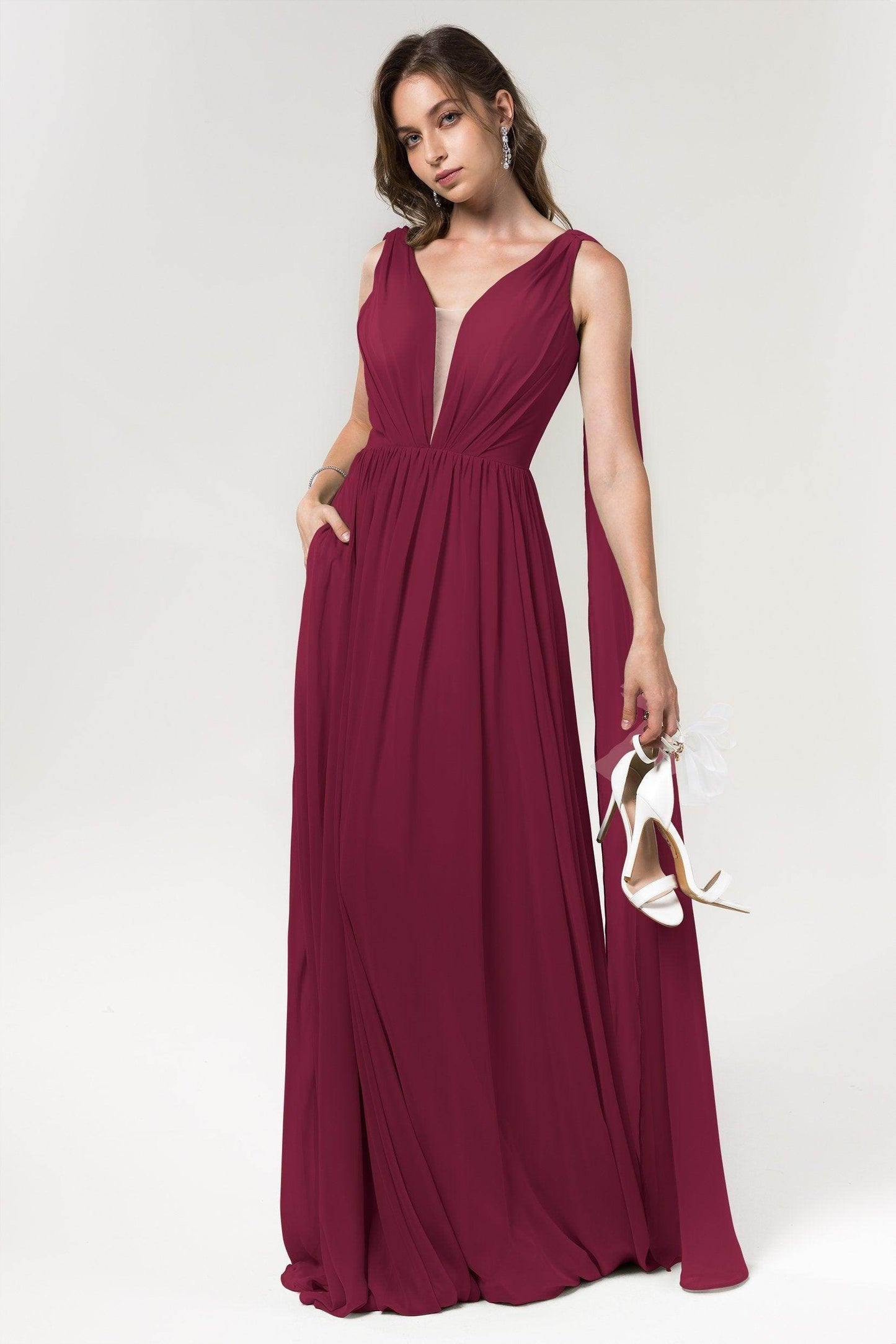 A-Line Floor Length Chiffon Bridesmaid Dress Formal Dresses CB0565