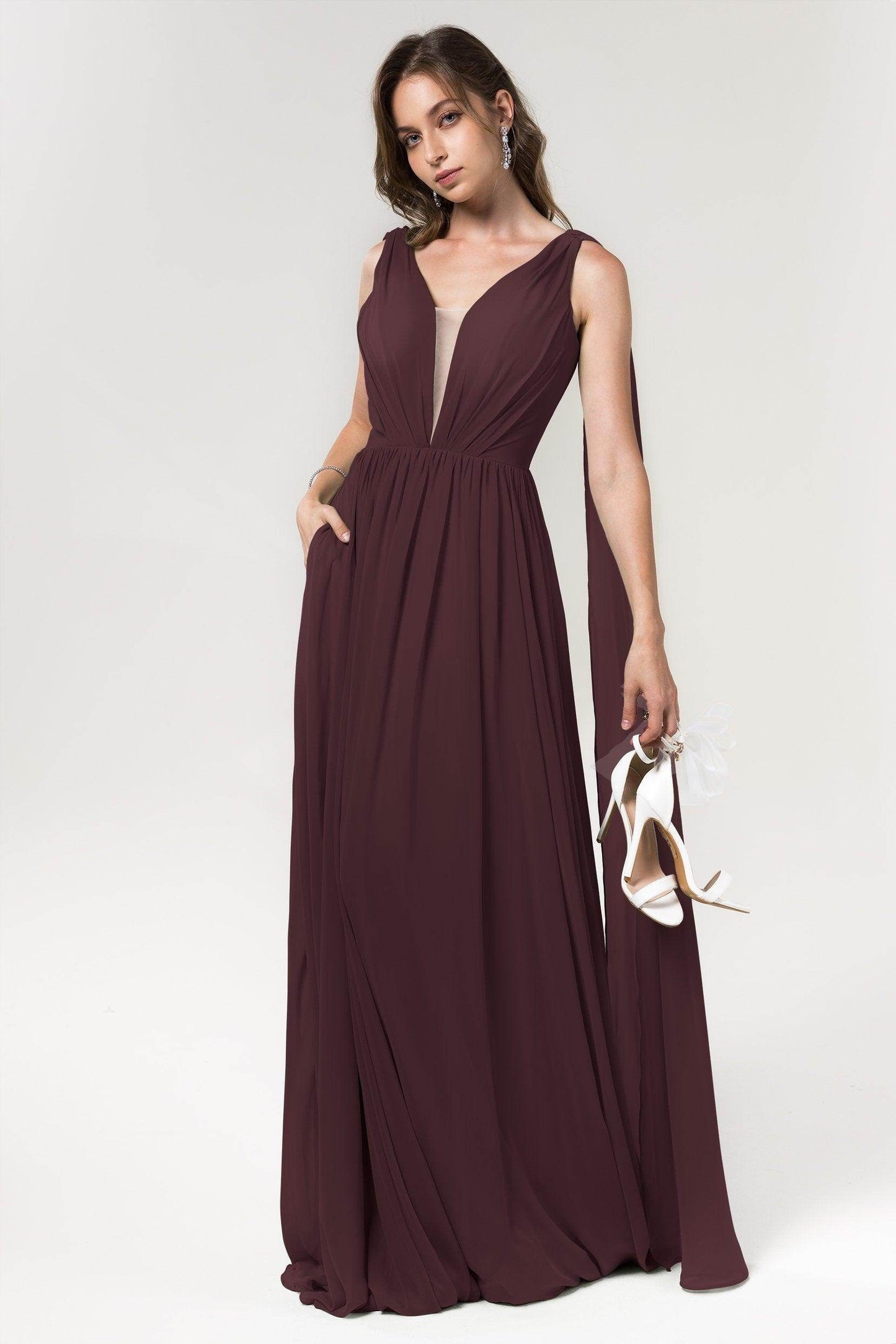 A-Line Floor Length Chiffon Bridesmaid Dress Formal Dresses CB0565