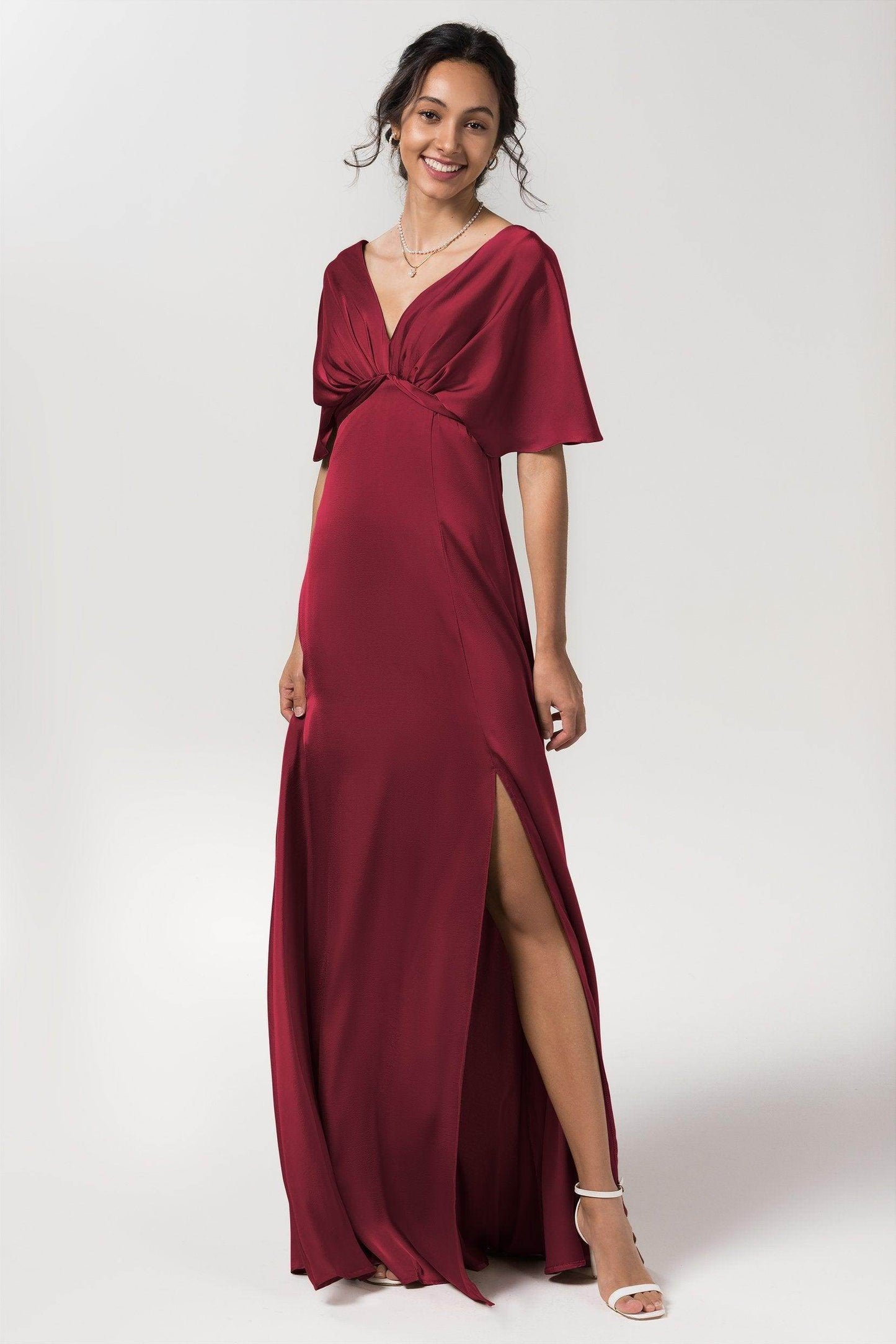 Sheath Floor Length Luxe Satin Bridesmaid Dress Formal Dresses CB0584
