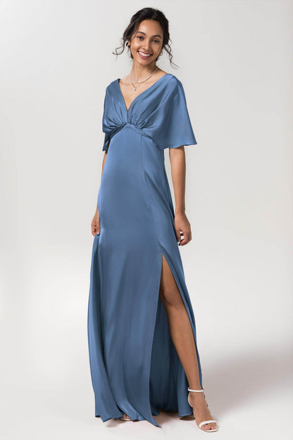 Sheath Floor Length Luxe Satin Bridesmaid Dress Formal Dresses CB0584