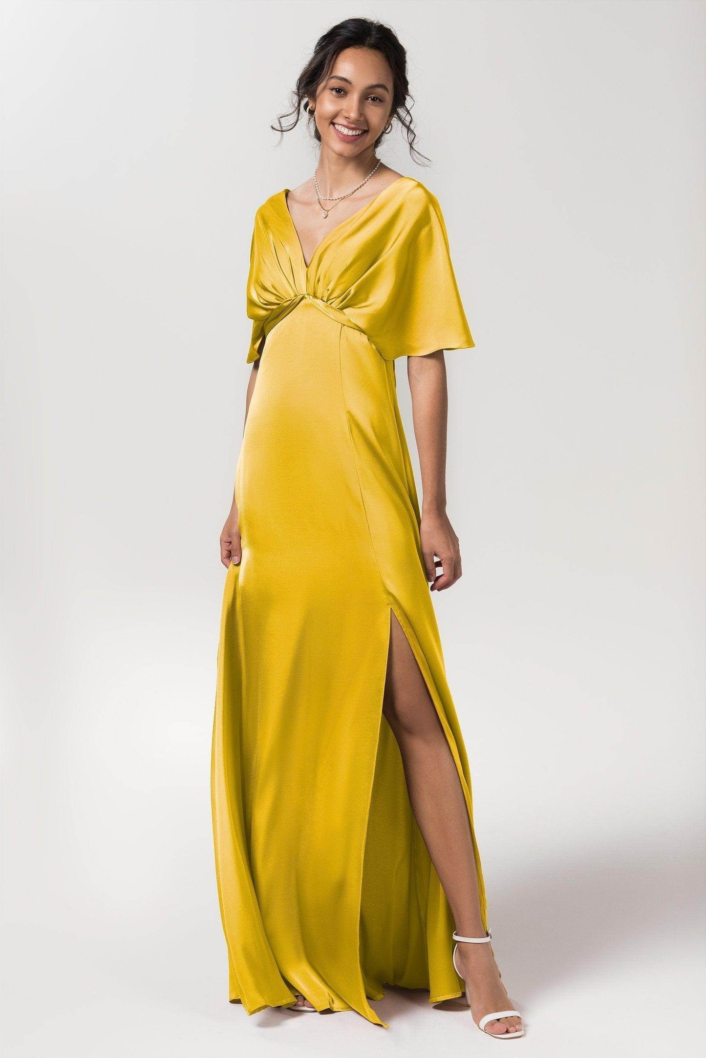 Sheath Floor Length Luxe Satin Bridesmaid Dress Formal Dresses CB0584