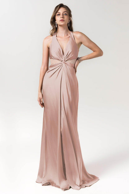 Sheath Floor Length Luxe Satin Bridesmaid Dress Formal Dresses CB0586