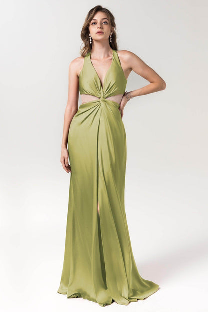 Sheath Floor Length Luxe Satin Bridesmaid Dress Formal Dresses CB0586