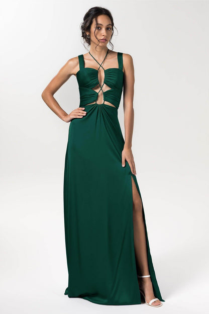 Sheath Floor Length Luxe Satin Bridesmaid Dress Formal Dresses CB0593