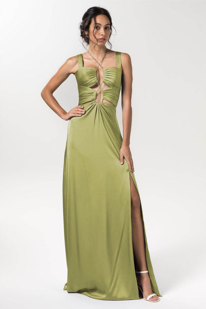 Sheath Floor Length Luxe Satin Bridesmaid Dress Formal Dresses CB0593
