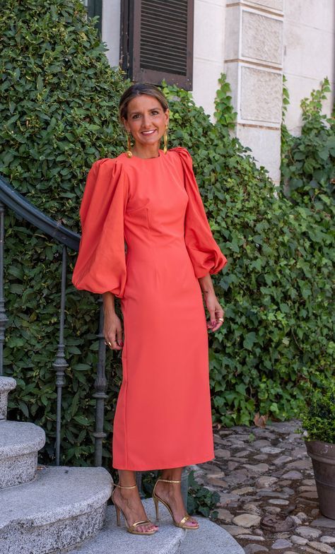 Simple Puff Sleeves Prom Dress For Women, Wedding Guest Outfit  cc577