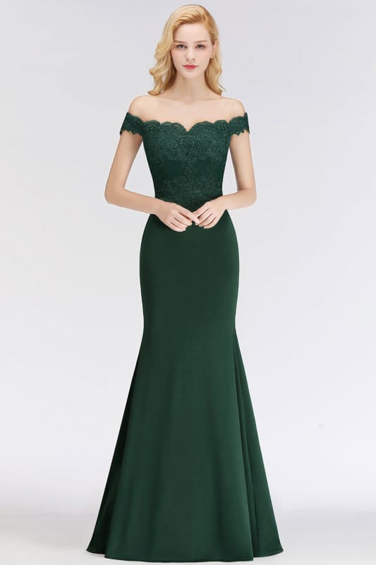Charming Off-the-Shoulder Tulle Lace Appliques Mermaid Evening Gowns