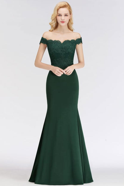 Charming Off-the-Shoulder Tulle Lace Appliques Mermaid Evening Gowns