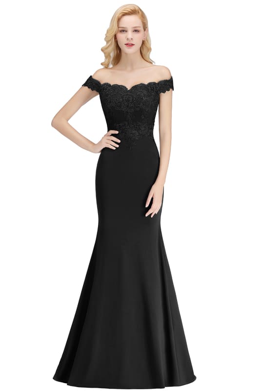 Charming Off-the-Shoulder Tulle Lace Appliques Mermaid Evening Gowns