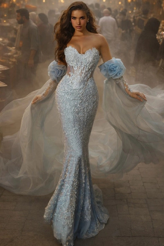 Charming Sweetheart Sequined Prom Dress Long with Lace