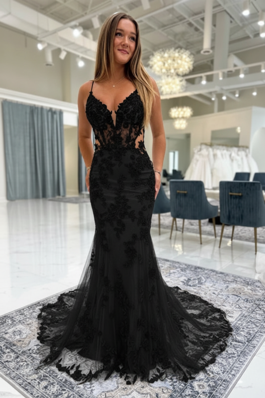 Chic Ivory Mermaid Wedding Dress Tulle lace Appliques Bridal Gown