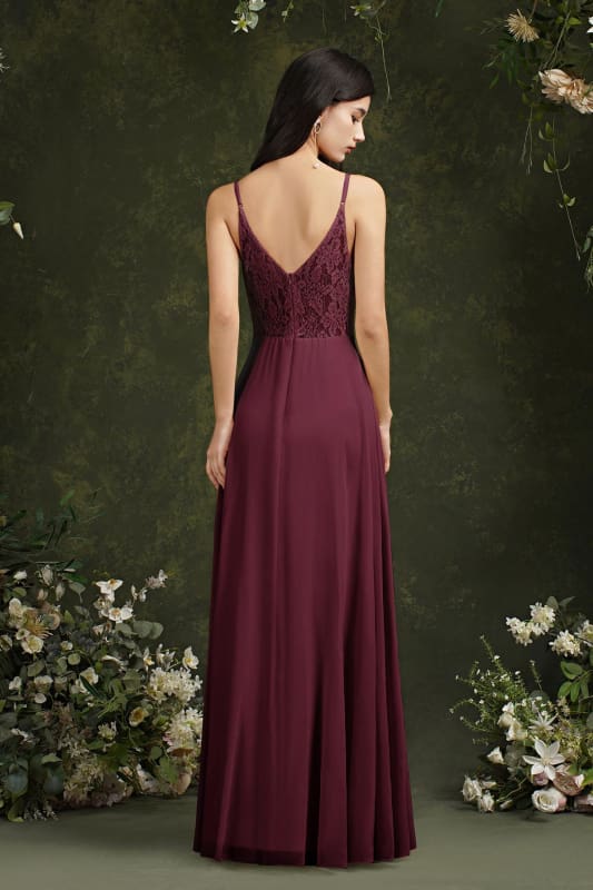 Chic Spaghetti Straps Chiffon Formal Dress Sleeveless V-Neck Aline Long Evening Dress