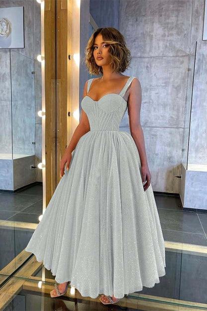 Chic Sweetheart Sequins A Line Prom Dress Tea Length