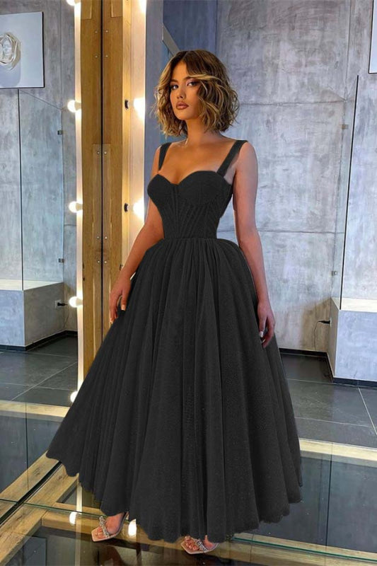 Chic Sweetheart Sequins A Line Prom Dress Tea Length
