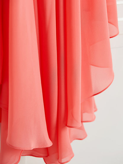 Chiffon A-Line Flower Girl Dress With Spaghetti Strap and Tea Length Pleats