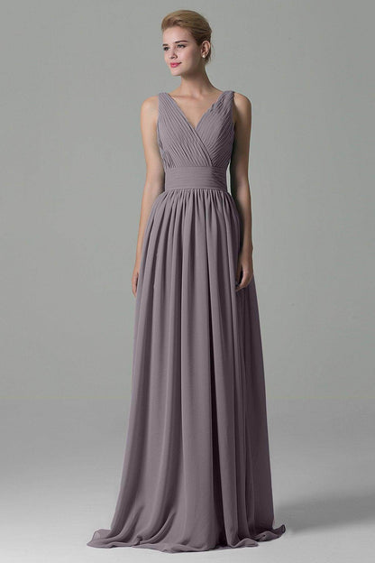 Sheath Floor Length Chiffon Bridesmaid Dress COAF1500A