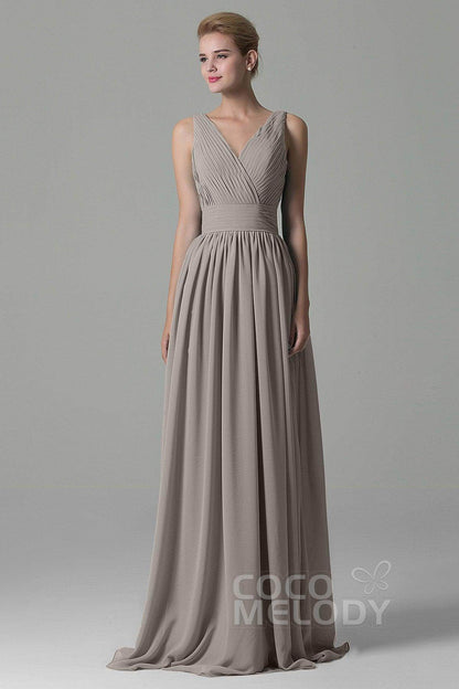 Sheath Floor Length Chiffon Bridesmaid Dress COAF1500A
