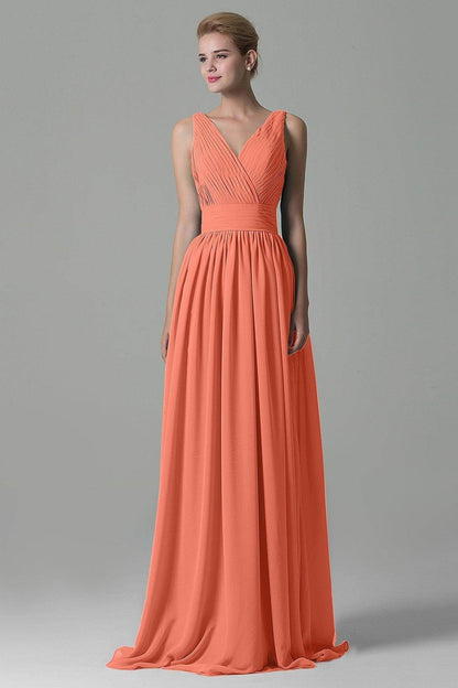 Sheath Floor Length Chiffon Bridesmaid Dress COAF1500A