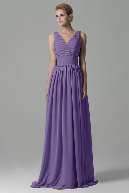 Sheath Floor Length Chiffon Bridesmaid Dress COAF1500A