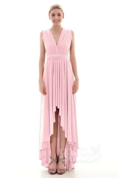 Asymmetrical High-Low Knitted Bridesmaid Dress COED16001