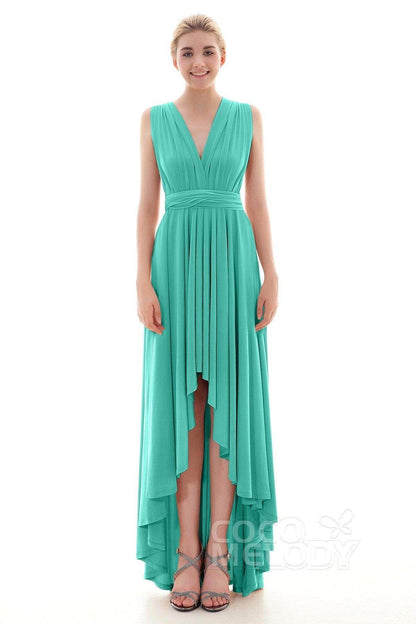 Asymmetrical High-Low Knitted Bridesmaid Dress COED16001