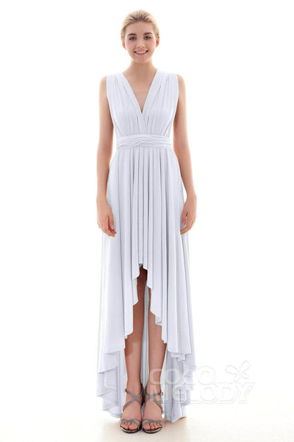 Asymmetrical High-Low Knitted Bridesmaid Dress COED16001