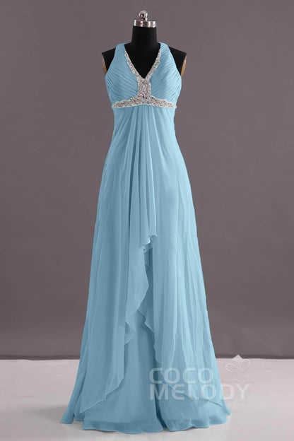 Sheath-Column Floor Length Chiffon Evening Dress COEF14001