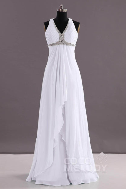 Sheath-Column Floor Length Chiffon Evening Dress COEF14001