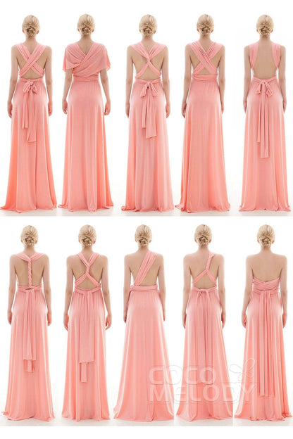 Sheath Floor Length Knitted Bridesmaid Dress COEF16001