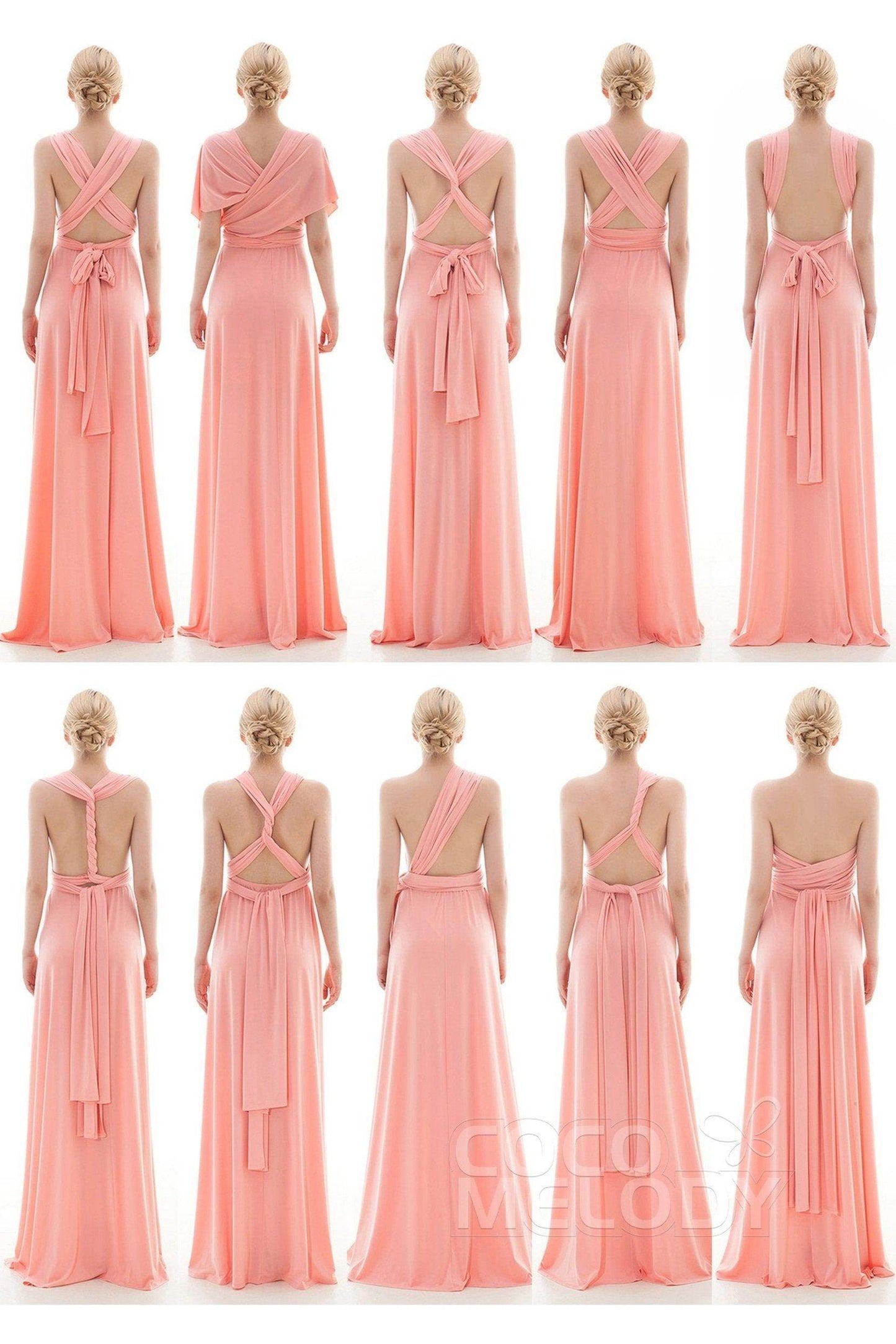 Sheath Floor Length Knitted Bridesmaid Dress COEF16001PS