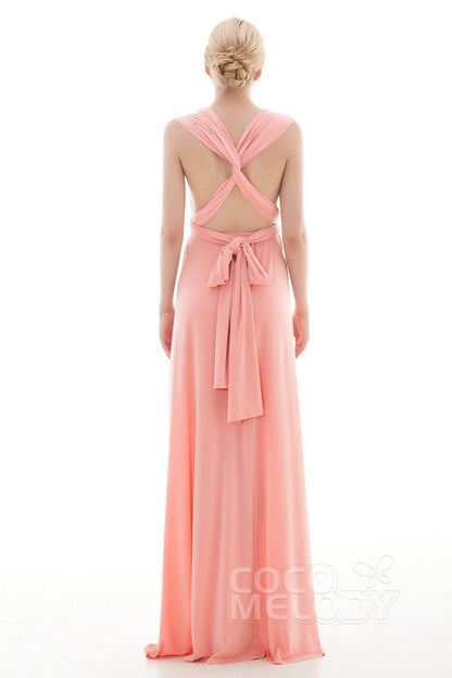 Sheath Floor Length Knitted Bridesmaid Dress COEF16001