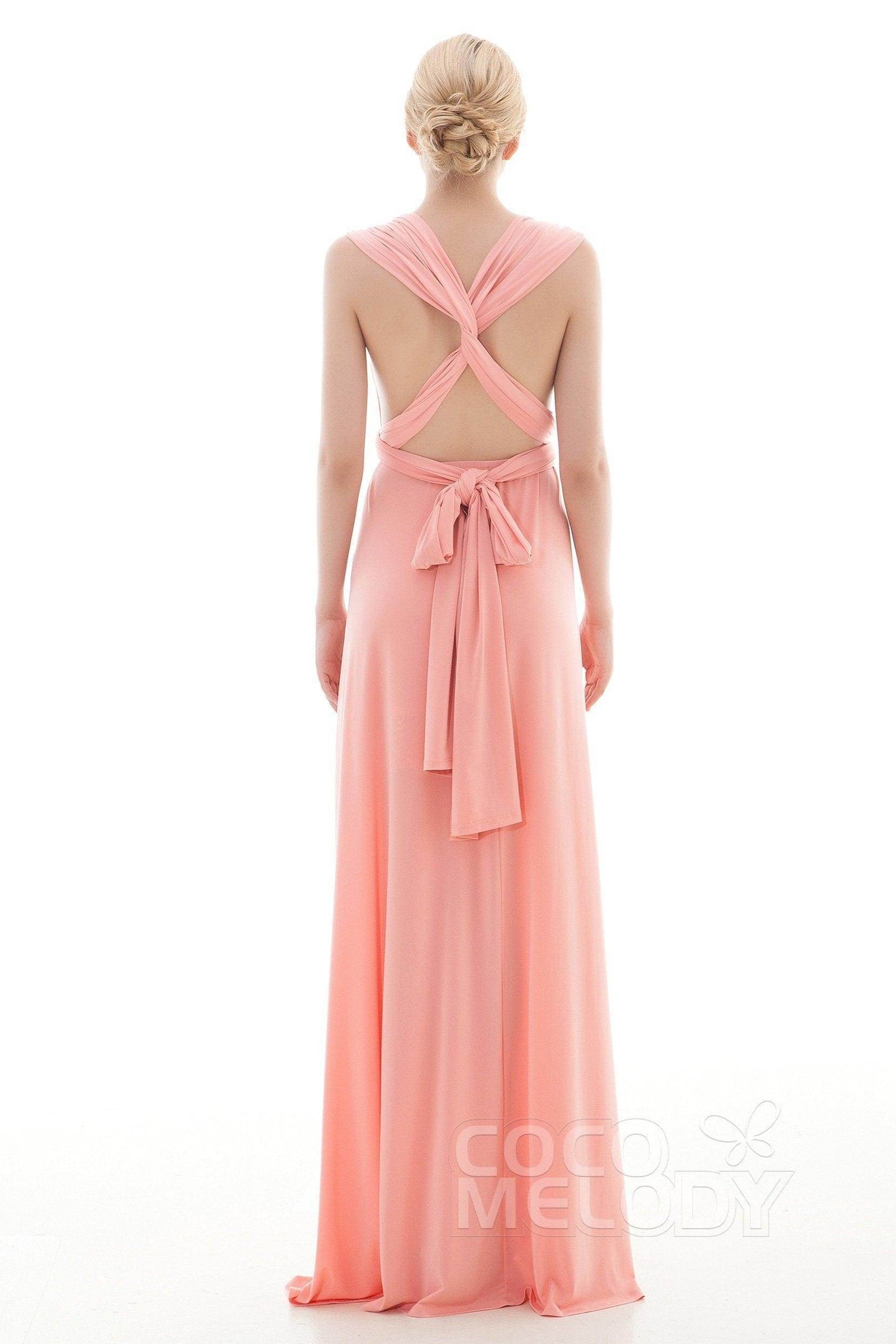 Sheath Floor Length Knitted Bridesmaid Dress COEF16001PS