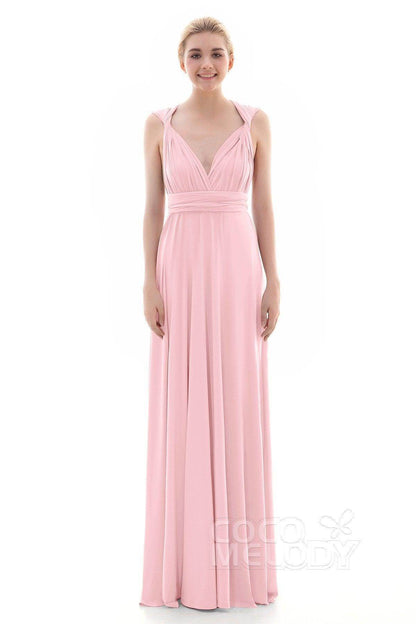 Sheath Floor Length Knitted Bridesmaid Dress COEF16001