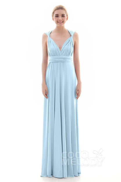 Sheath Floor Length Knitted Bridesmaid Dress COEF16001PS