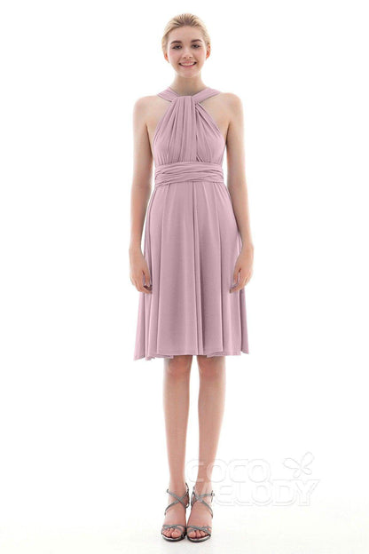 Sheath Knee Length Knitted Fabric Bridesmaid Dress COEK16002