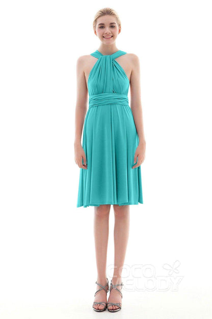 Sheath Knee Length Knitted Fabric Bridesmaid Dress COEK16002