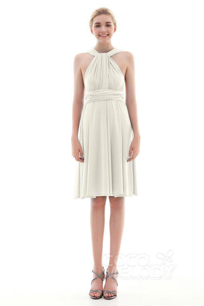 Sheath Knee Length Knitted Fabric Bridesmaid Dress COEK16002