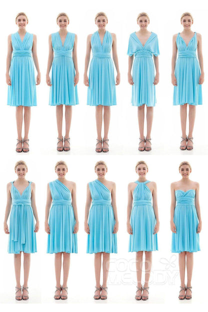 Sheath Knee Length Knitted Fabric Bridesmaid Dress COEK16002