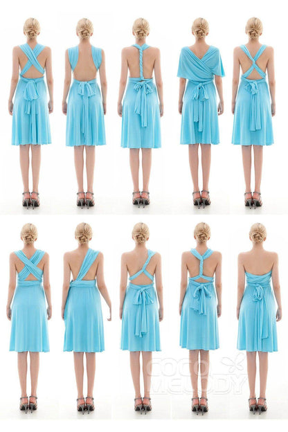 Sheath Knee Length Knitted Fabric Bridesmaid Dress COEK16002