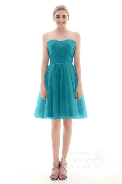 A-Line Short-Mini Tulle Bridesmaid Dress COLM16001
