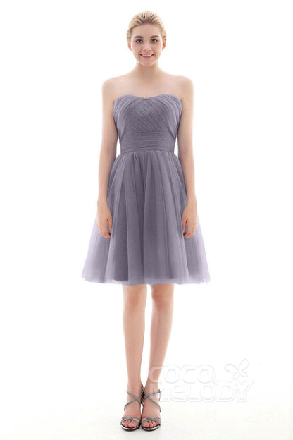 A-Line Short-Mini Tulle Bridesmaid Dress COLM16001