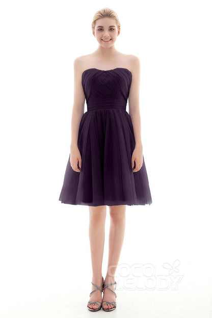 A-Line Short-Mini Tulle Bridesmaid Dress COLM16001